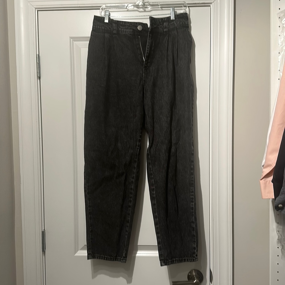 Washed out black mom jeans